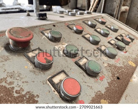 Close-up of an Obsolete and Abandoned Industrial Control Panel