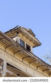 Closeup of an old, abandoned house ready to collapse, Jerome, Arizona.