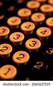 Close-up Of An Old Adding Machine And Number Keys.