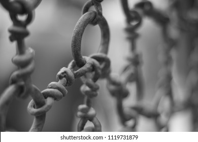 close-up of old chains
