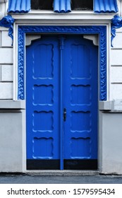 Closeup Of Old Classic Blue Pantone Color Door. Color Of The Year 