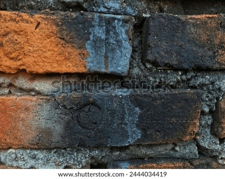 Close-up of old clay brick house wall background