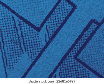Closeup of an old comic book page with dot printing pattern and blue color effect creates abstract background pattern  - Shutterstock ID 2268165997