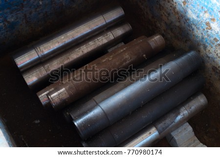 Close-up old drillpipe that prepare to repair