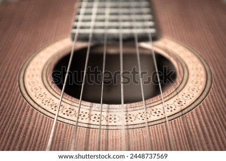  closeup of an old guitar strings
