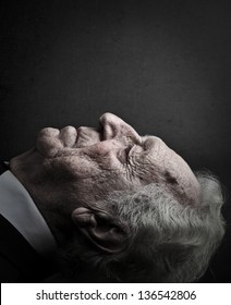 Close-up Old Man Lying Down With Eyes Closed