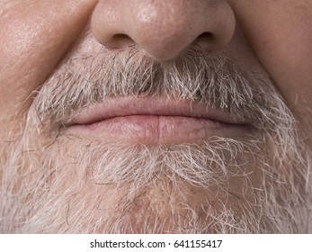 Closeup Old Man Mouth 