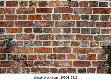 Closeup old red brick wall background