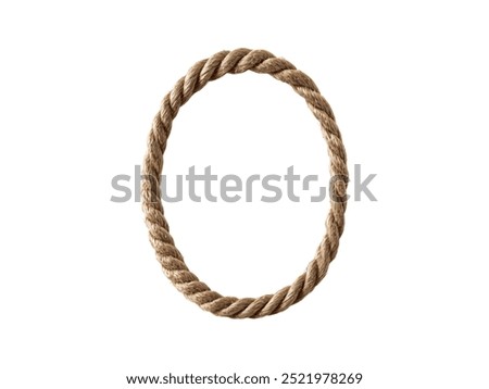 Closeup old rope oval isolated on white background.