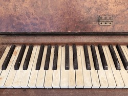 Close-up Of Old And Rustic Piano Keys