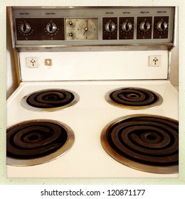 Closeup Of Old Stove Top