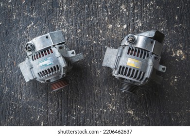 Close-up Of Old Used Car Alternator.