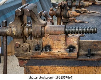 Close-up Of A Old-fashioned Metal Vice