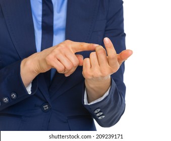 Closeup On Business Woman Counting On Fingers