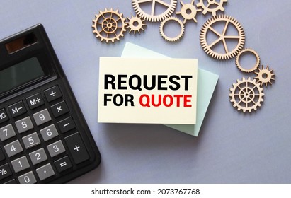 Closeup On Businessman Holding A Card With REQUEST FOR QUOTE Message, Business Concept Image With Soft Focus Background And Vintage Tone