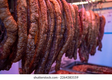 Closeup on Chinese roast pork Char Siu or Char Siew