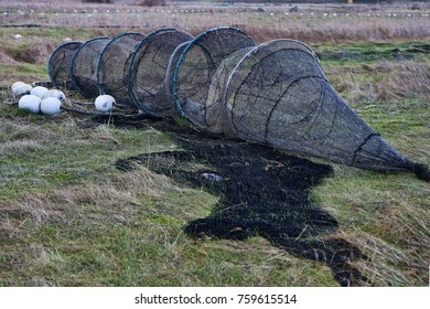 Closeup On An Eel Trap On Land