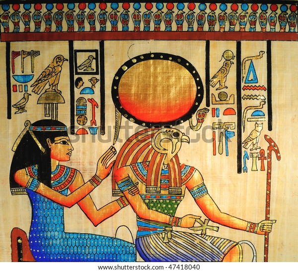 Closeup On Egyptian Papyrus Horus Queen Stock Photo (Edit Now) 47418040