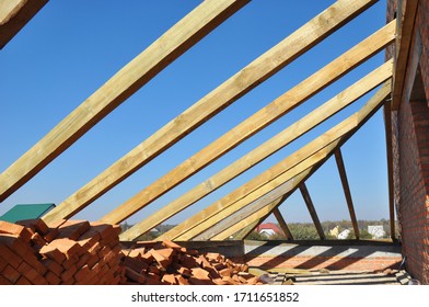 Closeup On Framing Rooftop Brick House Stock Photo 1711651852 ...