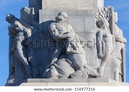 Close-up on Freedom Monument in Riga. Latvia