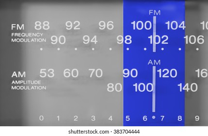 Closeup on the Frequency Display of a Radio FM-AM Tuner - Shutterstock ID 383704444