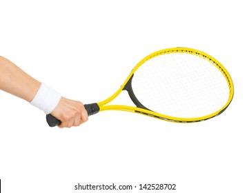 Closeup On Hand With Tennis Racket