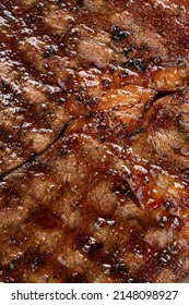 Closeup On Juicy Grilled Beef Steak Texture