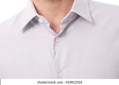 Closeup On Male Shirt With Collar