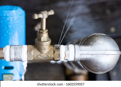 Closeup On Minor Water Leakage Spraying Stock Photo 1602559057 ...