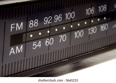 Closeup On Old AM/FM Radio Display