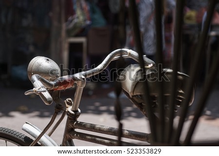 Closeup on an old vintage cycle rikshaw in Bangkok