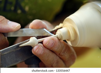 Closeup On Woodturning