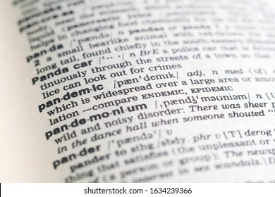 A Close-up On A Word Pandemic In English Dictionary (selective Focus)