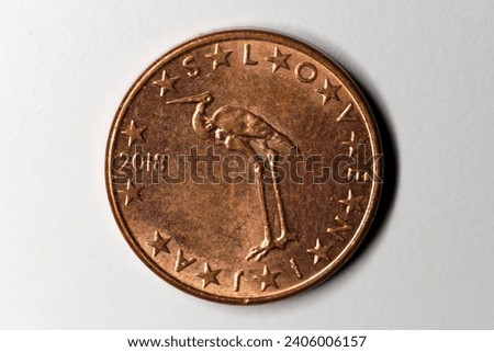 Close-up of one copper Euro Cent coin value one Euro Cent against gray background. Photo taken December 28th, 2023, Zurich, Switzerland.