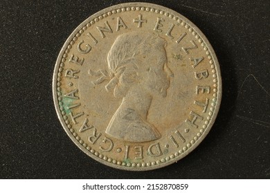 Closeup Of A One Shilling Coin Of UK.