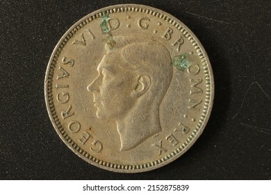 Closeup Of One  Shilling Coin Of UK , Minted In 1948.