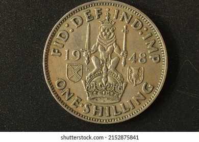 Closeup Of One  Shilling Coin Of UK , Minted In 1948.