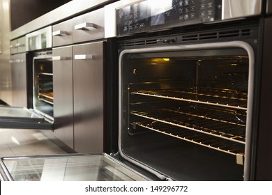 Closeup Of Open Oven In Commercial Kitchen