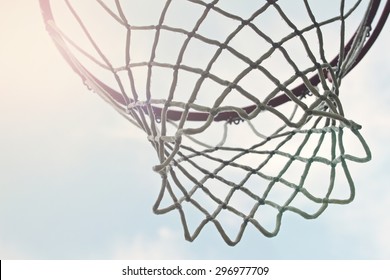 Closeup Of Outdoor Basketball Hoop Net