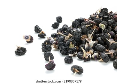 Close-up Ov Black Chinese Wolfberry On White Background