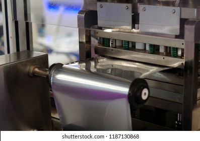  Closeup Of Packaging Equipment In Pharma Or Chemical Manufacturing Plant Or Industry                                 