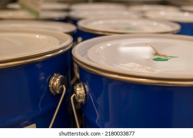 Close-up Of Paint Cans In The Store