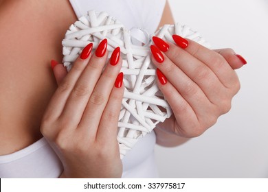 Close-up Of Painted Long Fake Nails