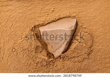 Close-up of Pale Soil Lump Embedded in Cracked Dry Brown Loam