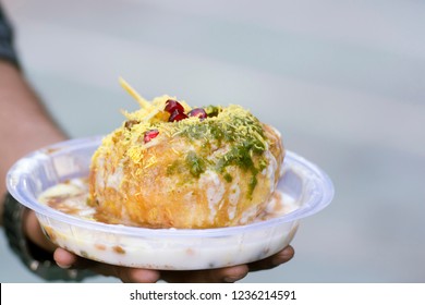 Close-up of panipuri with curd
