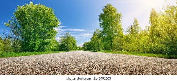 Close-up panoramic view of the asphalt highway in natural park. - Powered by Shutterstock