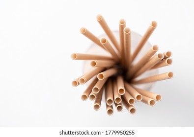 Close-up Of A Paper Straw In A Glass.