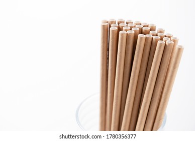 Close-up Of A Paper Straw In A Glass.