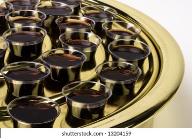 Close-up Of Part Of A Communion Wine Tray