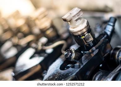 Closeup part of car’s engine or vehicle’s engine. - Shutterstock ID 1252571212